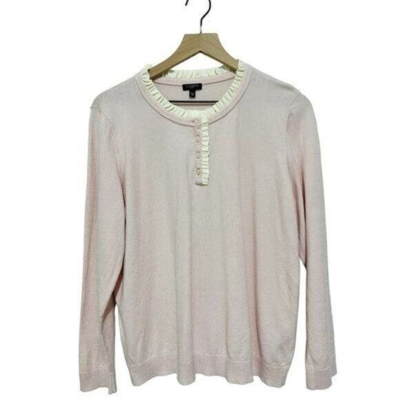 Talbots Trimmed Henley Sweater XLP | Soft Knit Pullover Women’s Plus - Picture 3 of 9